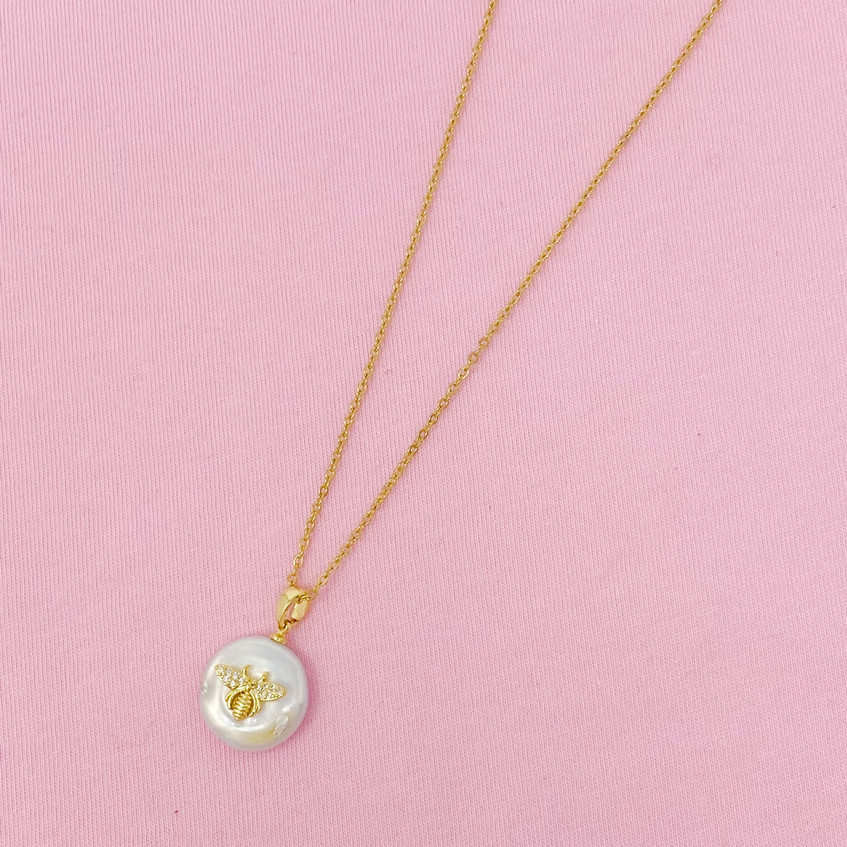 Emily Pearl Bee Necklace