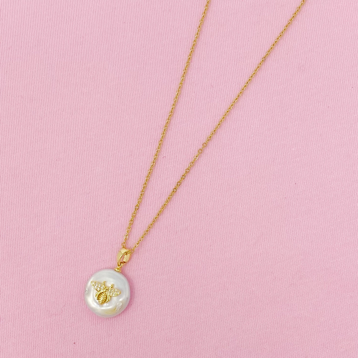 Emily Pearl Bee Necklace