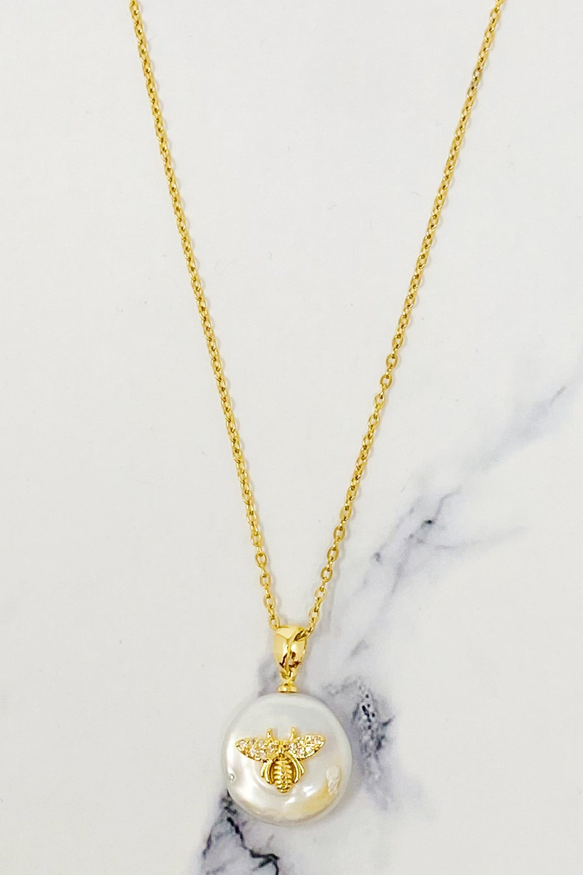 Emily Pearl Bee Necklace