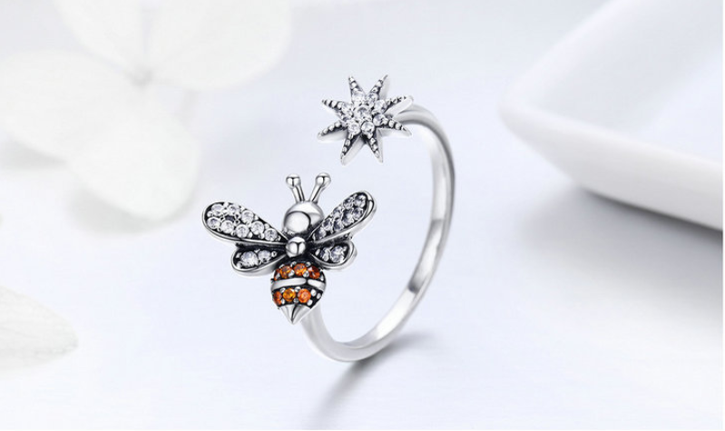Bee Open Ring, Adjustable Bee Ring Jewelry