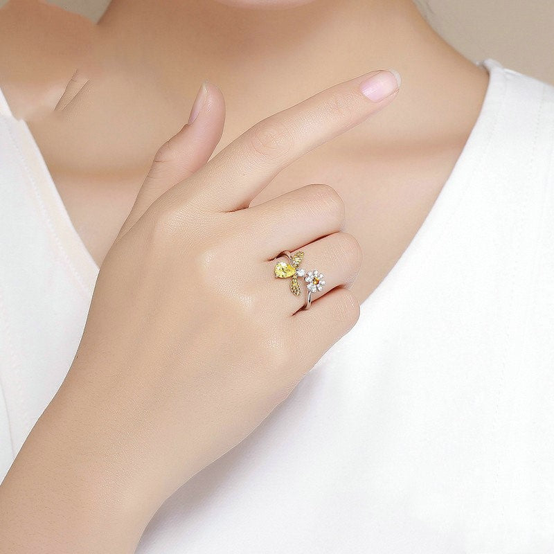 "925 Silver Open Bee Blessing Ring - Direct from Factory"