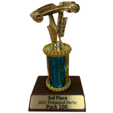 Pinewood Derby Trophy, Brown Wood Base